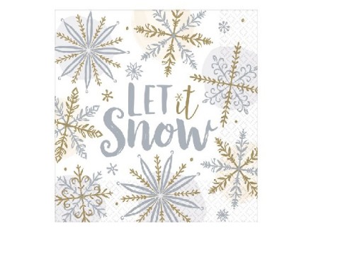 Let It Snow Paper Napkins - 33cm